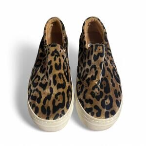 Velvet leopard print slip ons